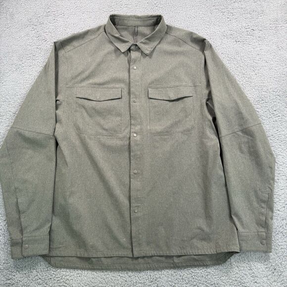 Lululemon‎ Shirt Mens XL Green Snap Button Performance Stretch Long Sleeve - Picture 2 of 9